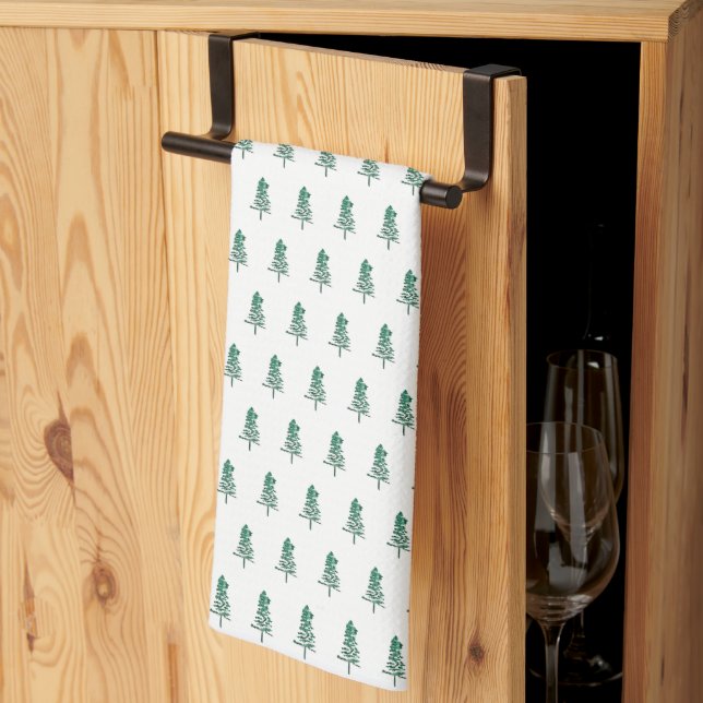 Linge De Cuisine Aquarelle Pine Tree Noël (Pliage en tiers)