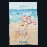 Linge De Cuisine Aquarelle Plage tropicale Personnaliser<br><div class="desc">Le vôtre pour toujours profiter — paisible, serein, calme — cette belle aquarelle tropicale — plage; président; parapluie — casquette et sac — vous pouvez toujours être là — et personnaliser votre nom ou en cadeau. Pour toute question de conception, envoyez un courriel à charmdesignstudio@rcn.com et nous serons heureux de...</div>