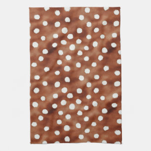 Linge De Cuisine Aquarelle Pointe Polka dans Café Brown et blanc