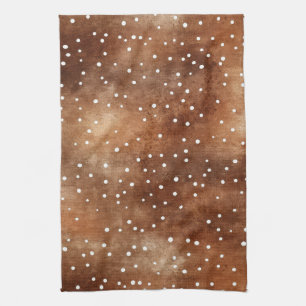 Linge De Cuisine Aquarelle Pointe Polka dans café Brown et blanc (2