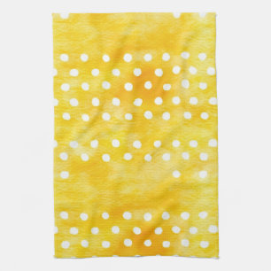 Linge De Cuisine Aquarelle Polka Dot - Terre Jaune et Blanc (1)