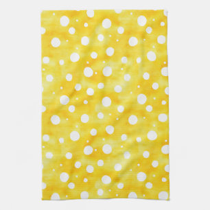 Linge De Cuisine Aquarelle Polka Dot - Terre Jaune et Blanc (2)