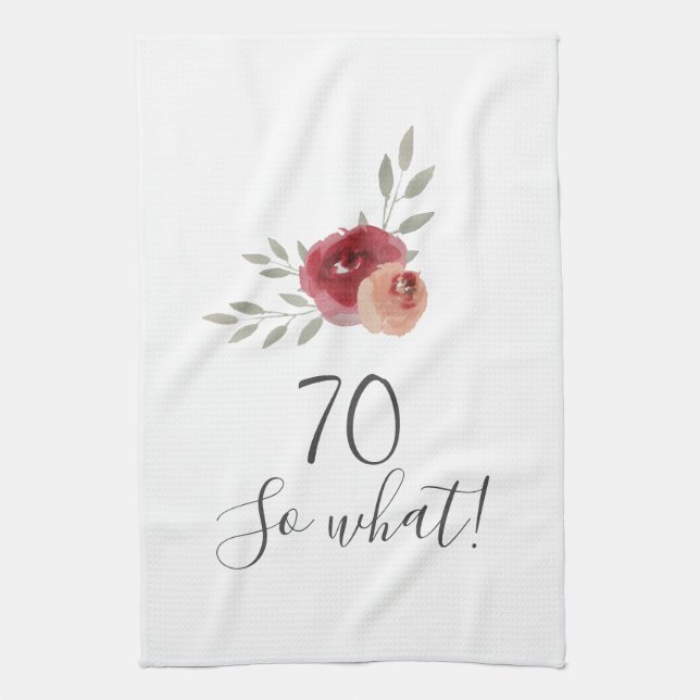 Linge De Cuisine Aquarelle positive Roses Floral 70e anniversaire (Vertical)