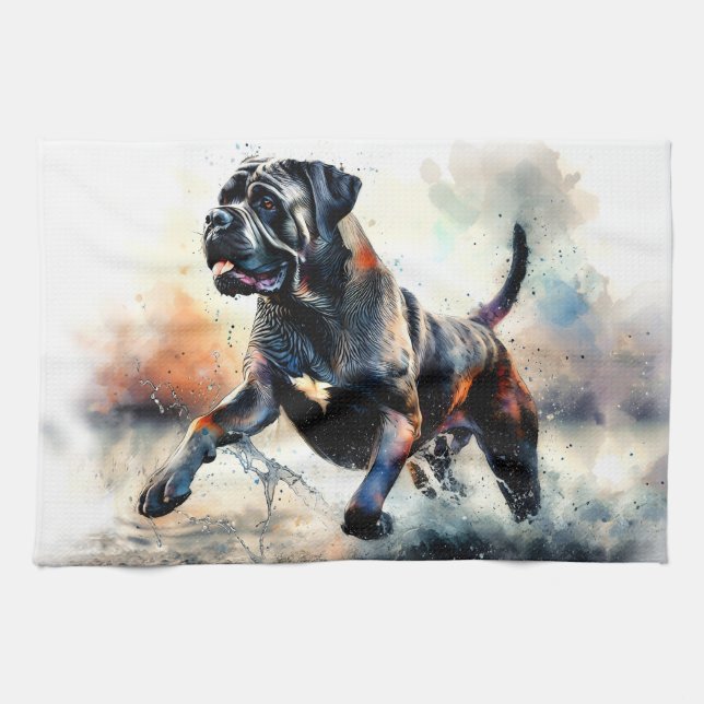 Linge De Cuisine Aquarelle puissante Canne Corso chien (Horizontal)