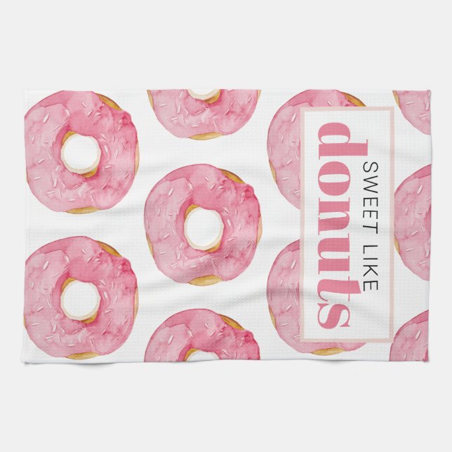 Linge De Cuisine Aquarelle rose moderne douce comme les beignets Ci (Horizontal)