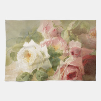 Linge De Cuisine Aquarelle rose victorienne vintage