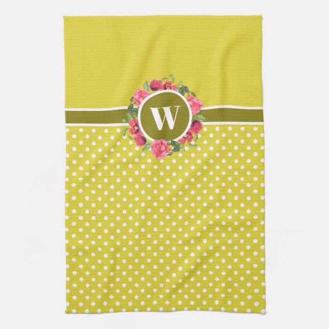 Linge De Cuisine Aquarelle Rouge Poppies Rose Rose Rose Wreath Mono (Vertical)