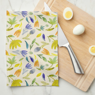 Linge De Cuisine Aquarelle rustique Jardin Floral Botanique