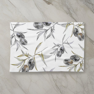 Linge De Cuisine Aquarelle rustique toscane Branche d'olive