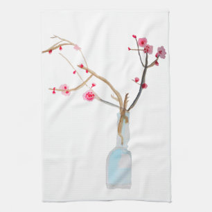 Linge De Cuisine Aquarelle sakura fleurs de cerisier rose