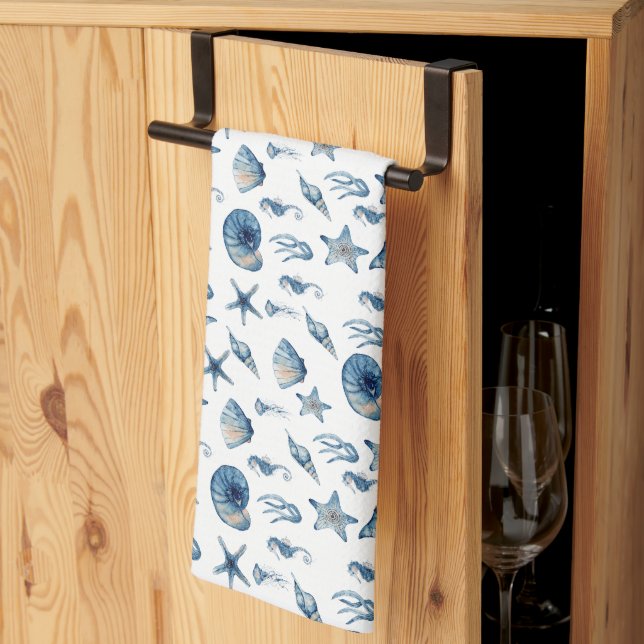 Linge De Cuisine Aquarelle sous le Motif de mer (Pliage en tiers)