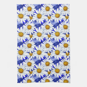 Linge De Cuisine Aquarelle sur Denim Blue
