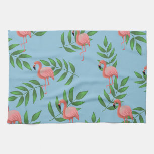 Linge De Cuisine Aquarelle tropicale Flamant rose rose