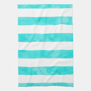 Linge De Cuisine Aquarelle Turquoise Aqua