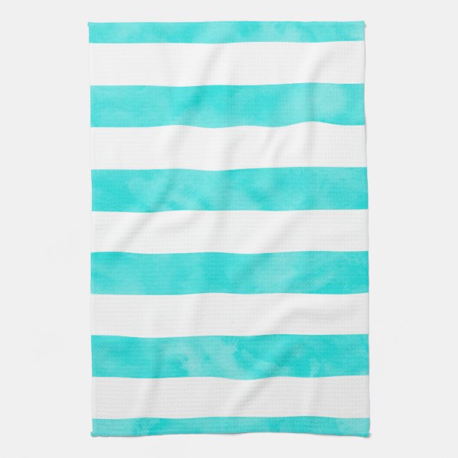 Linge De Cuisine Aquarelle Turquoise Aqua (Vertical)