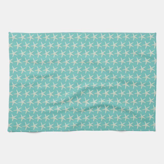 Linge De Cuisine Aquarelle turquoise poisson étoile (Horizontal)