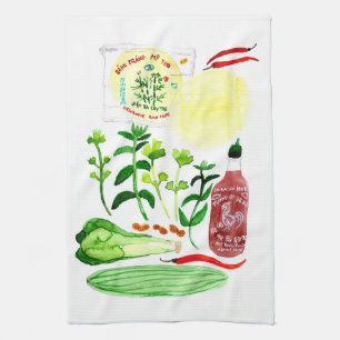 Linge De Cuisine Aquarelle vietnamienne de recette de Rolls de