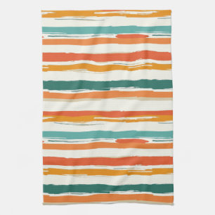 Linge De Cuisine Aquarelle vintage de Bohême rayée (1)
