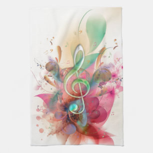 Linge De Cuisine aquarelles cool tonalités à clef triples notes d