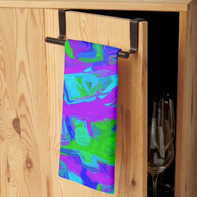 Linge De Cuisine Aquarelles Peacock Abstraites (Pliage en tiers)