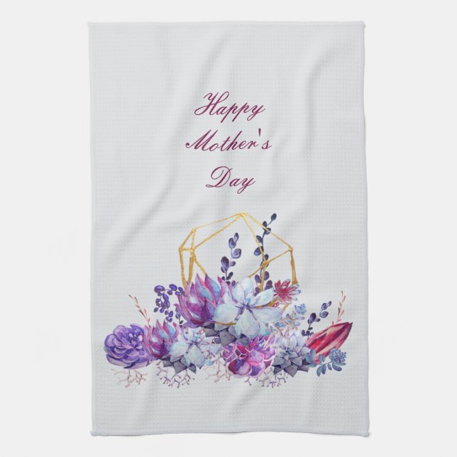 Linge De Cuisine Aquarelles succulentes Happy Mother's Day Kitchen (Vertical)