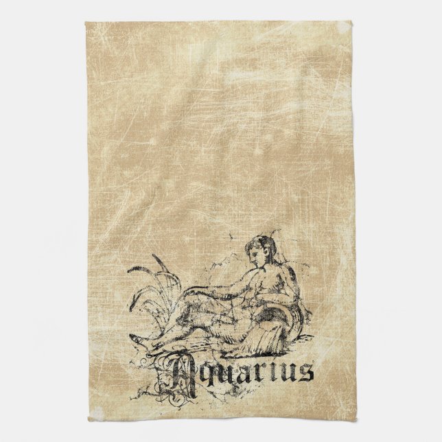 Linge De Cuisine Aquarius Zodiaque vintage (Vertical)