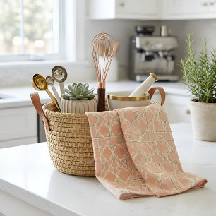 Linge De Cuisine Arabesque Terreuse Terracotta et Sauge