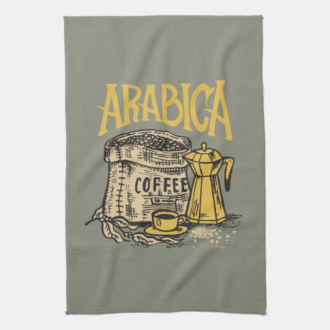 Linge De Cuisine Arabica Café l Image vintage (Vertical)