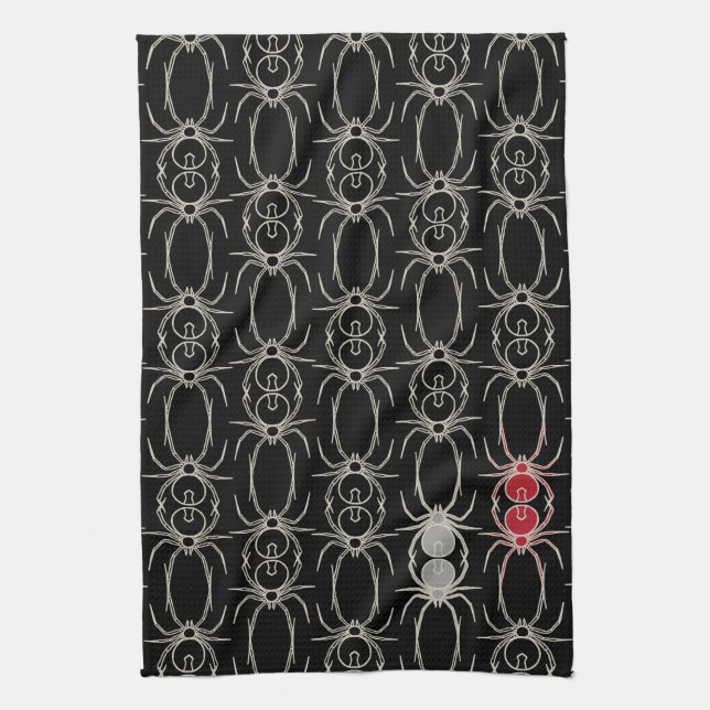Linge De Cuisine Araignées - Noir de chauve-souris et Blanc d'os (Vertical)