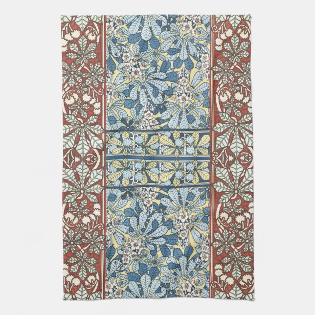 Linge De Cuisine Arbre de châtaignier, Feuilles, Art nouveau botani (Vertical)