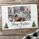 Linge De Cuisine Arbre de Noël Aquarelle Famille 6 Photo Collage<br><div class="desc">Arbre de Noël Aquarelle Famille 6 Photo Collage Serviettes de cuisine. Design moderne de Noël avec un aquarelle sapin de Noël, 6 photos, joyeux voeux de Noël, nom de famille et année. Ajoutez 6 photos préférées et customisez le texte. Beau souvenir de Noël ou cadeau pour votre famille et vos...</div>
