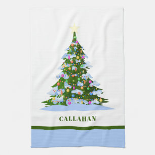Linge De Cuisine Arbre de Noël Coloré Élégant Rustique Fêtes