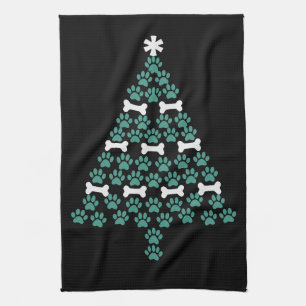 Linge De Cuisine Arbre de Noël Patte de Chien Cadeau de Noël Mignon