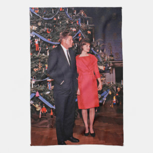 Linge De Cuisine Arbre de Noël Président John Kennedy & Jacqueline