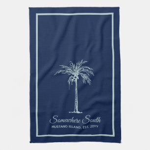 Linge De Cuisine Arbre de palme sarcelle bleu pâle élégant personna