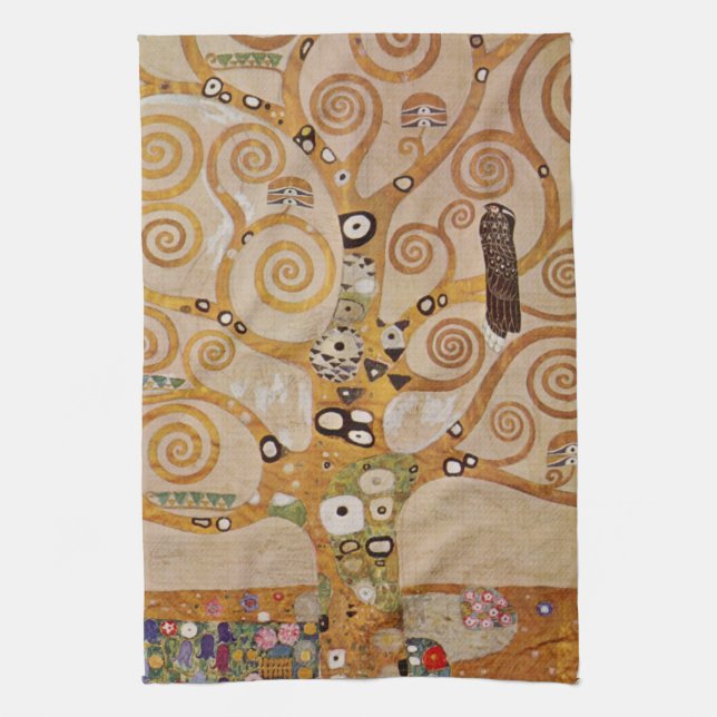 Linge De Cuisine Arbre de vie de Gustav Klimt, Art Nouveau stylisé (Vertical)