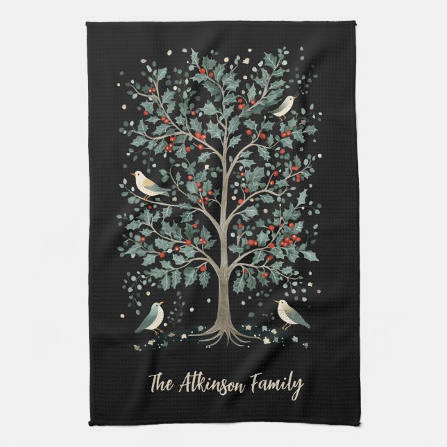 Linge De Cuisine Arbre d'oiseaux pour l'artisanat de Noël (Vertical)