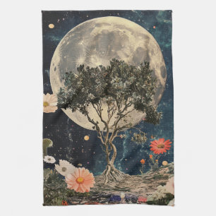 Linge De Cuisine Arbre et fleurs de la lune