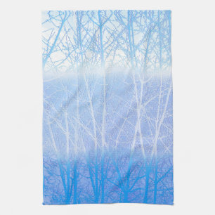 Linge De Cuisine Arbres Brumeux Givrés Bleu Bébé
