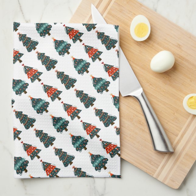 Linge De Cuisine Arbres de Noël (Quart Plié)