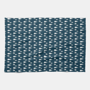 Linge De Cuisine Arbres d'hiver bleu marine