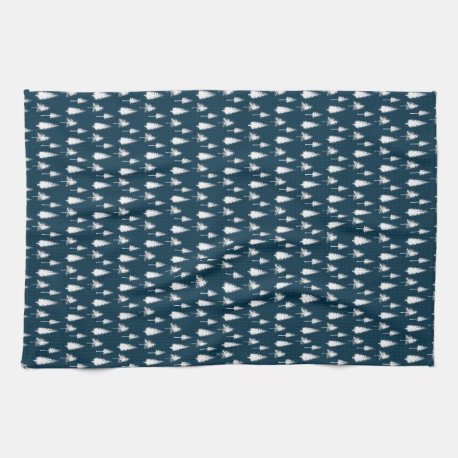 Linge De Cuisine Arbres d'hiver bleus de la Marine (Horizontal)