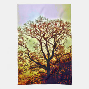 LINGE DE CUISINE ARBRES SOUS LE SOLEIL BRUMEUX