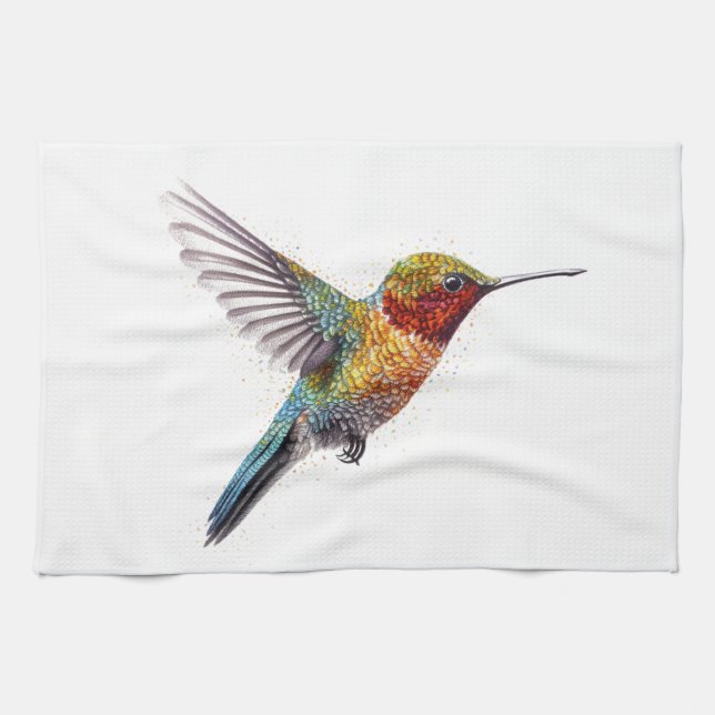 Linge De Cuisine Arc en ciel : L'art des colibris (Horizontal)