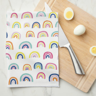 Linge De Cuisine Arc-en-ciel multicolore blanc