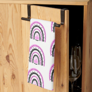 Linge De Cuisine Arc-en-ciel rose et noir Chauves-souris Halloween