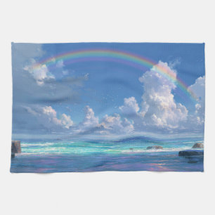Linge De Cuisine Arc-en-ciel sur l'océan