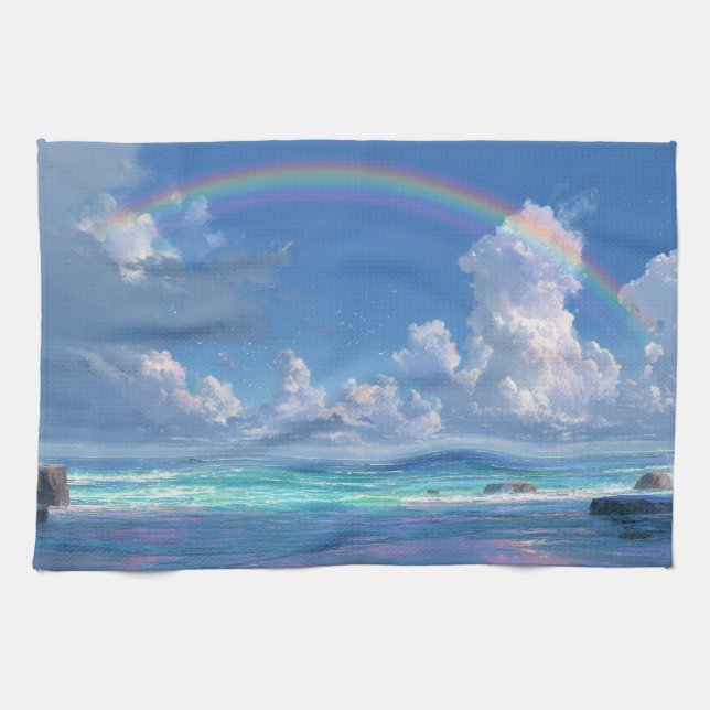 Linge De Cuisine Arc-en-ciel sur l'océan (Horizontal)