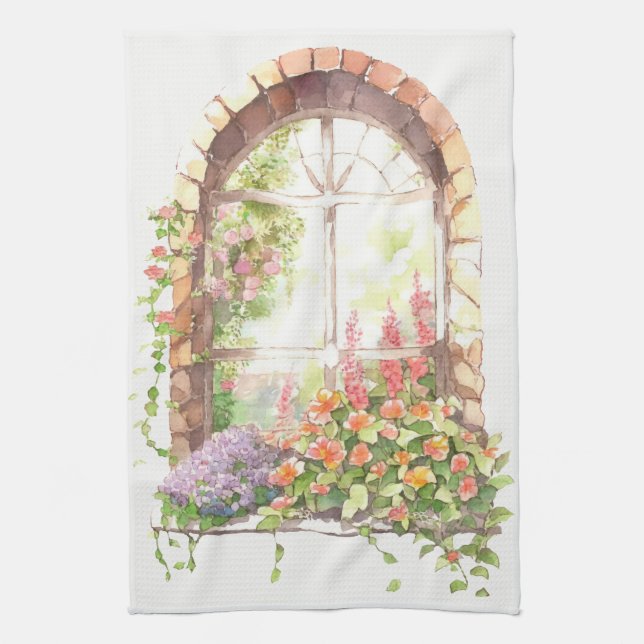 Linge De Cuisine Arche aquarelle florale peinte (Vertical)