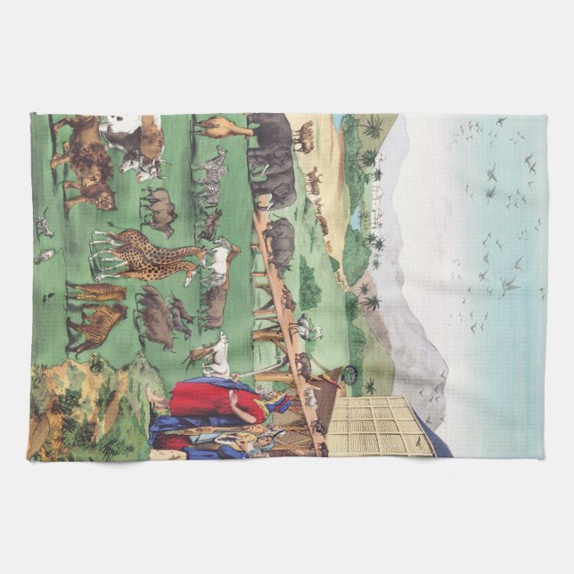 Linge De Cuisine Arche de Noé avec des animaux (Horizontal)